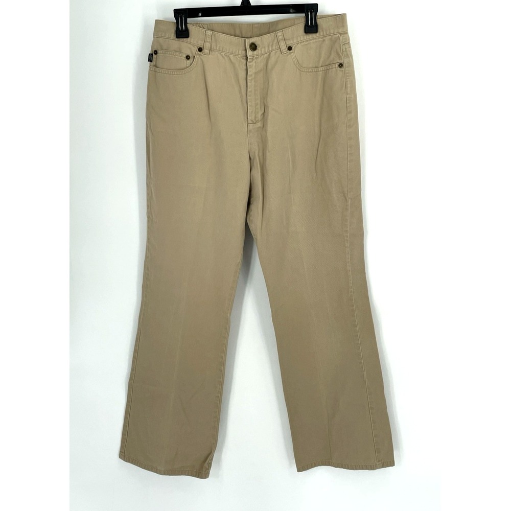VTG Lauren Ralph Lauren Pants Women Size 12 Tan Straight Leg Jeans Stretch Khaki